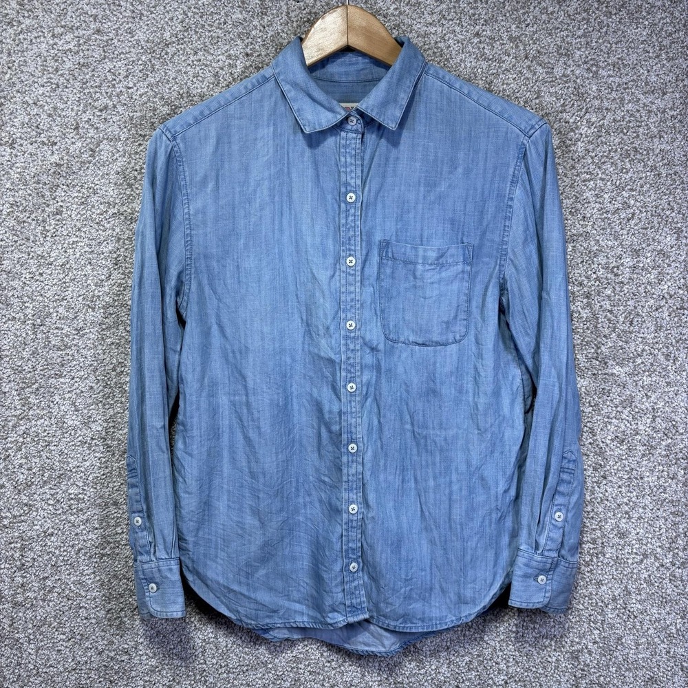 Vineyard Vines Shirt Womens 00 Blue Chambray Button Up Long Sleeve Top Lyocell